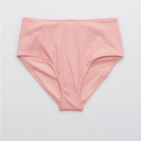 Aerie Ribbed Tie Front Bikini Top and Mid Rise Bikini Bottom - Picture 3 of 9